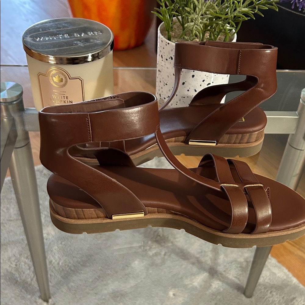 Franco Sarto Dark Brown Leather Sandals